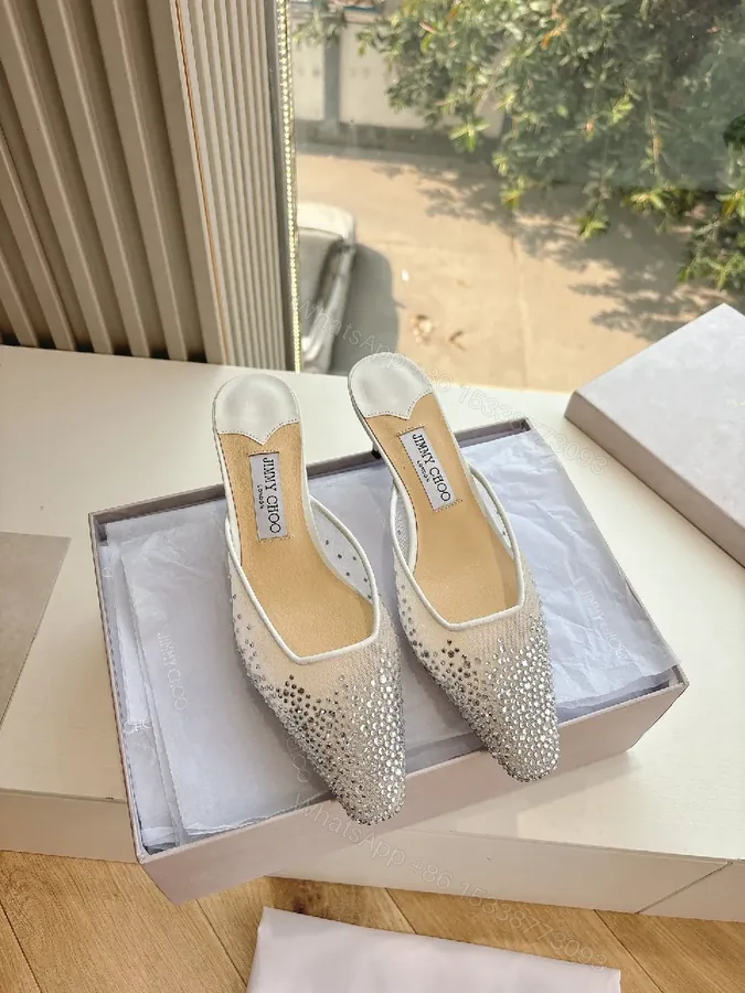 View 1 of Crystal-Embellished Satin Slip-Ons: Evening Glamour Shoes