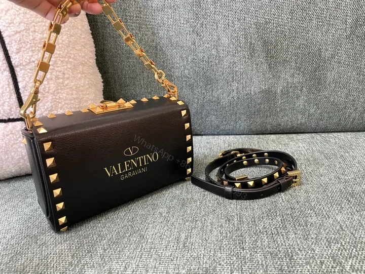 View 1 of Statement Black Leather Rockstud Shoulder Bag - Valentino Garavani