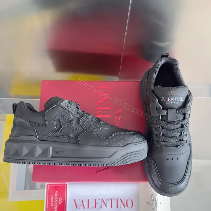 View 1 of All-Black Leather Sculpted Sneakers with Cushioned Comfort
