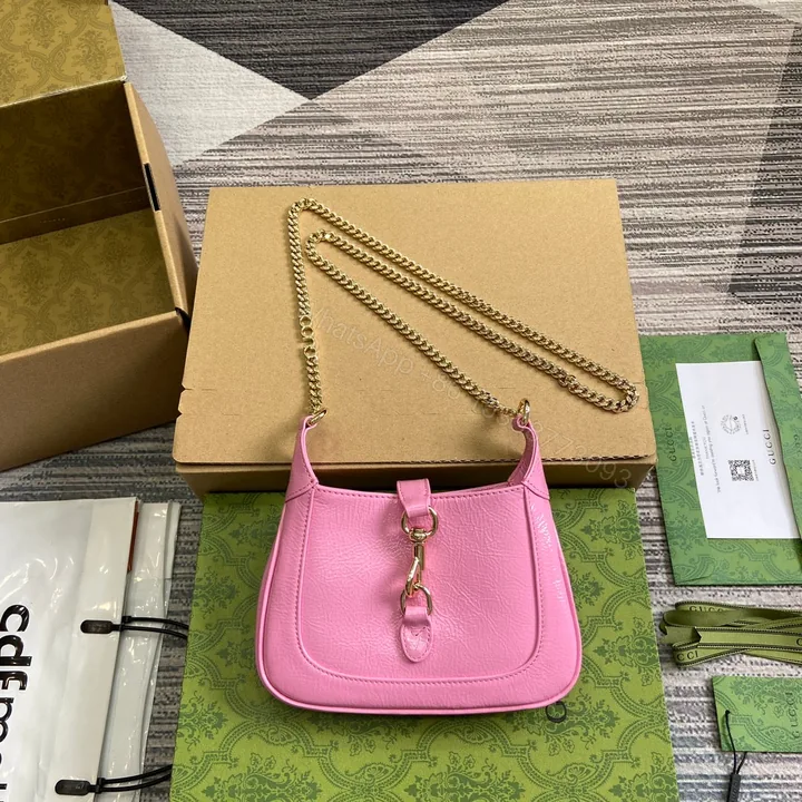 View 1 of JACKIE NOTTE MINI BAG 19 IN PINK CRACKED LACQUER CALFSKIN GOLD HARDWARE