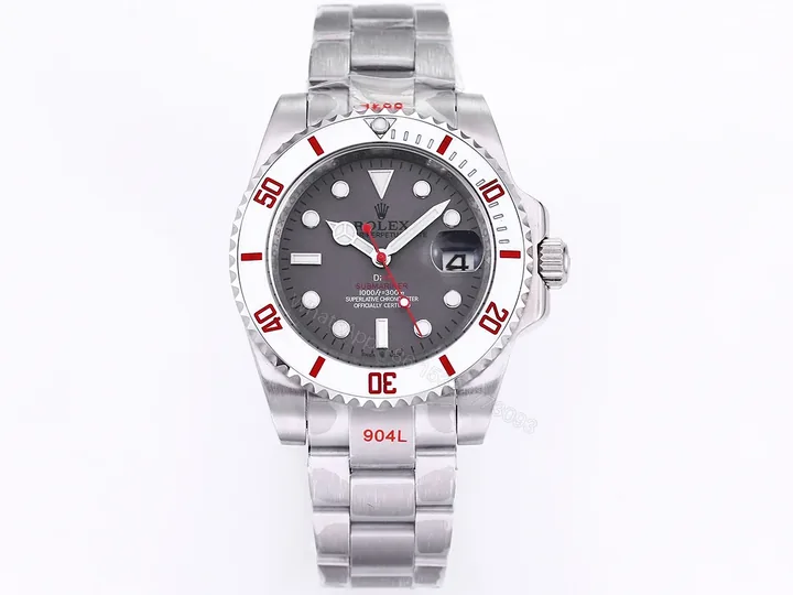 View 1 of Rolex Submariner DIW Carbon Fiber Grey Dial Red Bezel Custom Watch 40mm Ultimate Edition RG-ROLEX-SUB-DIW-CARBON-GRY-RED-40