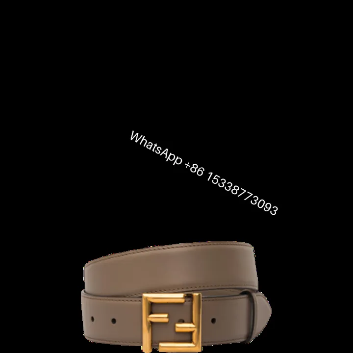 View 1 of FENDI GREY LEATHER BELT WITH FENDI GOLD BUCKLE 40MM