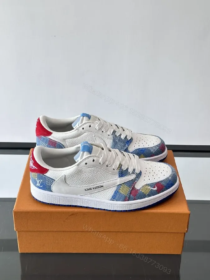 View 1 of Colorful Leather Knit Sneakers with Signature Accents