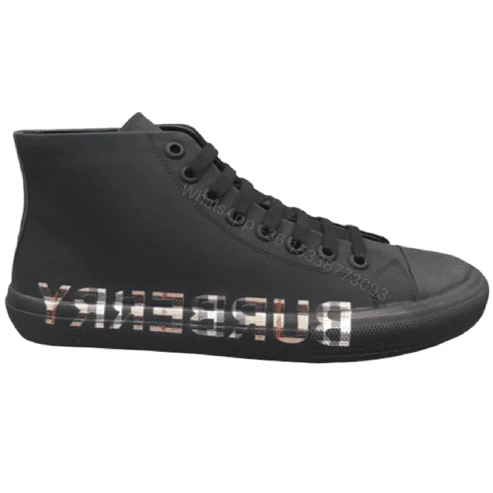 View 1 of BURBERRY LOGO PRINT GABARDINE HIGH-TOP SNEAKERS – BBR82