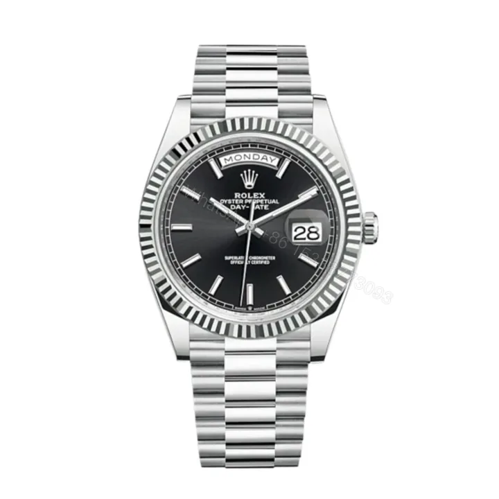 View 1 of Rolex Day Date Silver with Black Dial Replica Clone Watch Model 2022