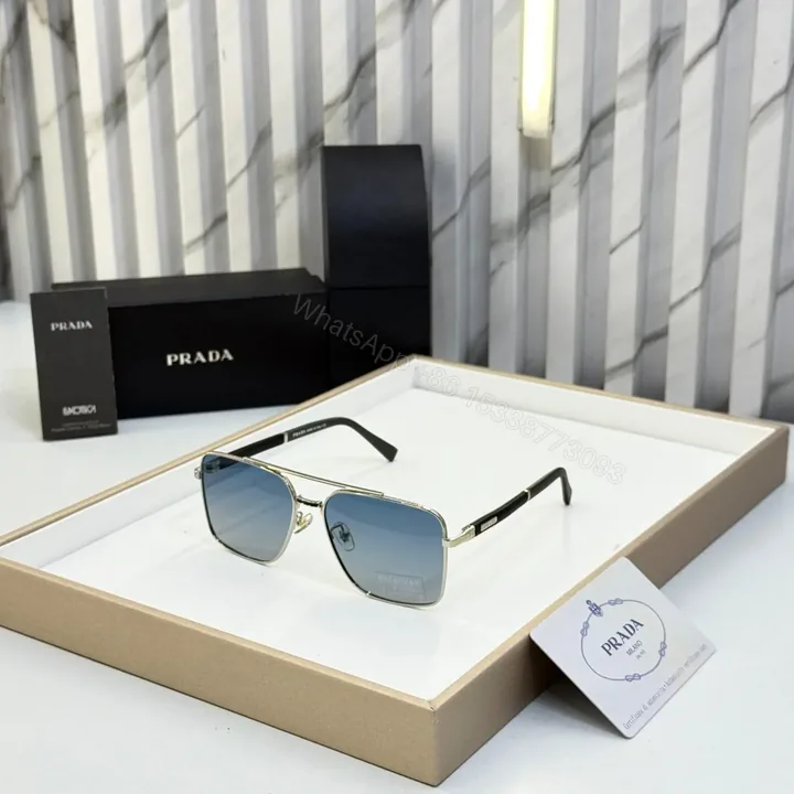 View 1 of Prada Square Aviator Silver Blue Gradient Frame