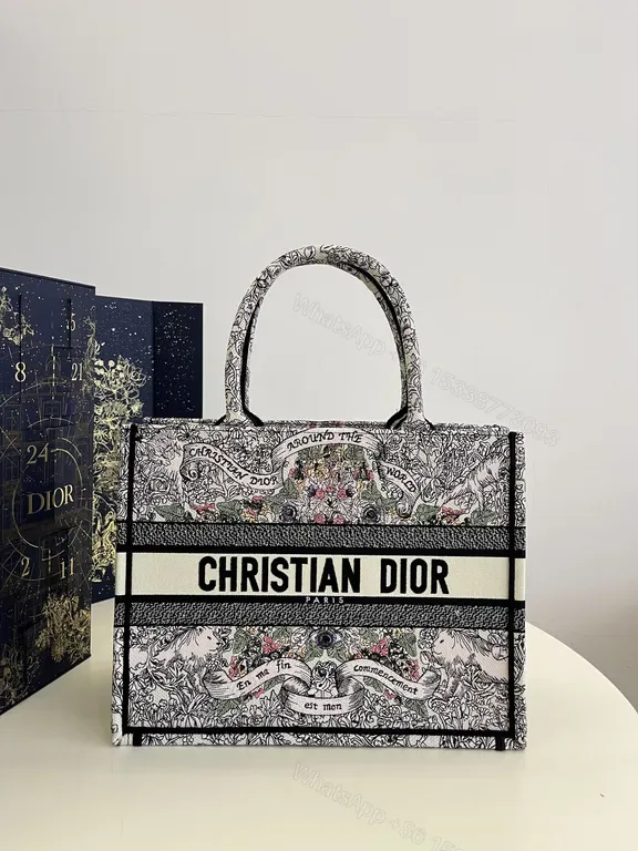 View 1 of Structured Luxury Tote: Dior-Inspired Pattern, All-Season Versatility