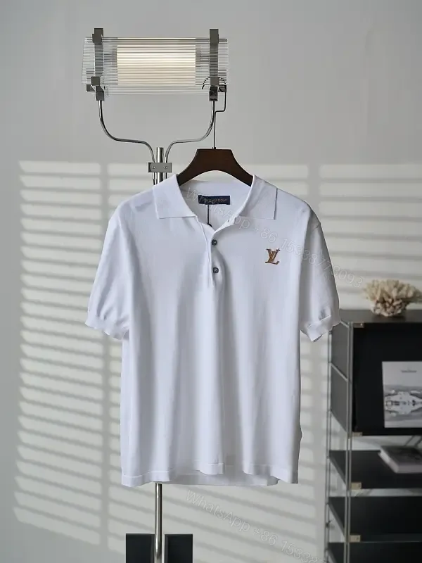 View 1 of White Cotton Polo with Monogram Logo Embroidery