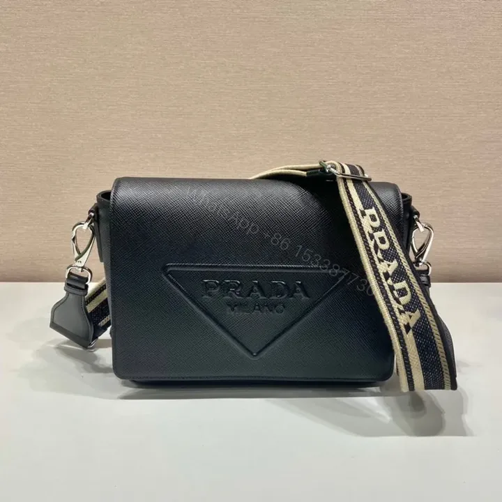 View 1 of Structured Black Saffiano Prada Crossbody Bag - Ultra-Organized Luxury