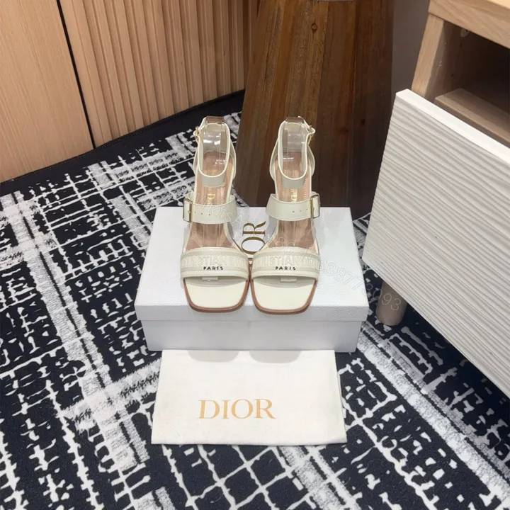 View 1 of 高仿Dior*Dway3系列KDO182高跟刺繡涼鞋白色免檢版