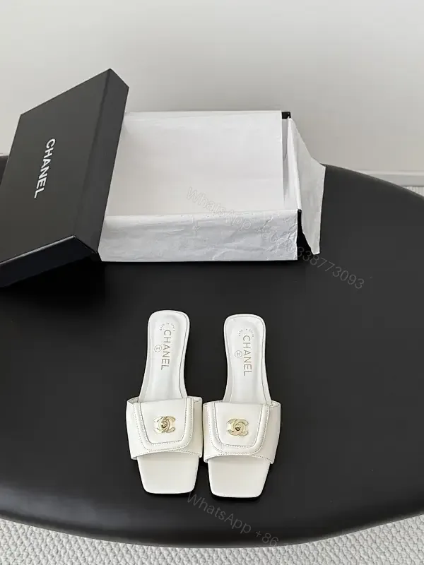 View 1 of White Leather Mule, Minimalist Style, Cushioned Comfort, Square Toe Slide