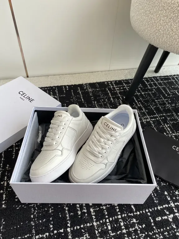 View 1 of Minimalist Luxury White Leather Sneakers - CELINE-Inspired, Comfortable, Timeless