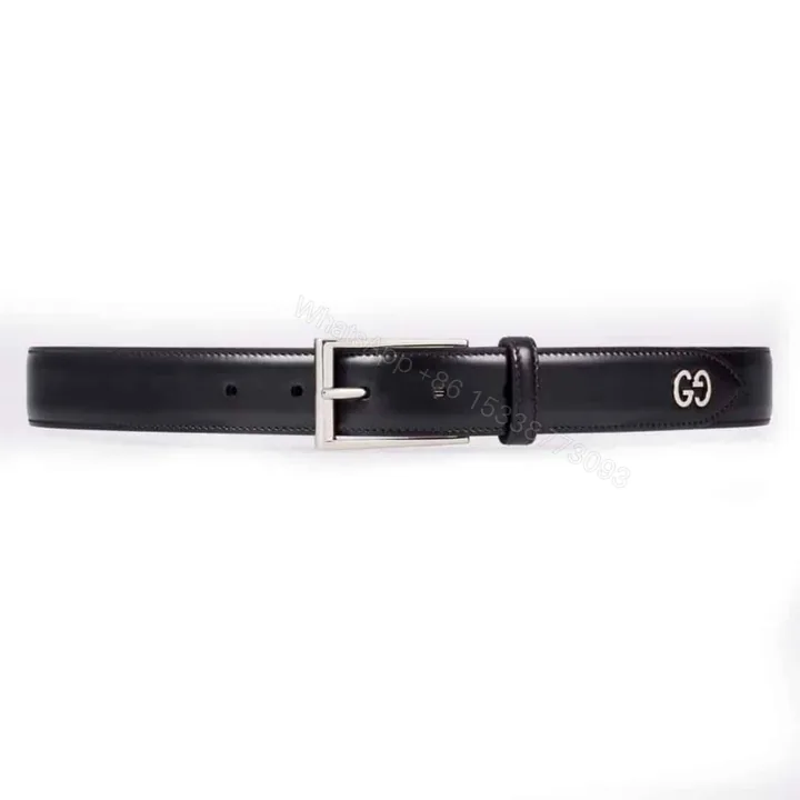 View 1 of GUCCI LEATHER BELT WITH GG DETAIL – B46