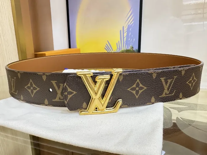 View 1 of Chic Monogram Belt with Gold Buckle - Premium Couture-Style Accessory
