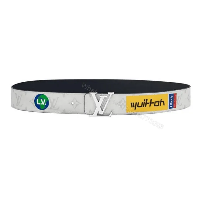 View 1 of LOUIS VUITTON BELT INITIALES REVERSIBLE MONOGRAM LOGO STORY WHITE – B130