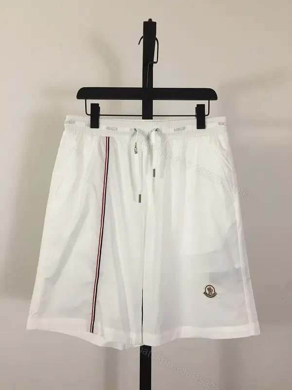 View 1 of White Nylon Shorts Athletic Drawstring Moncler-style Logo
