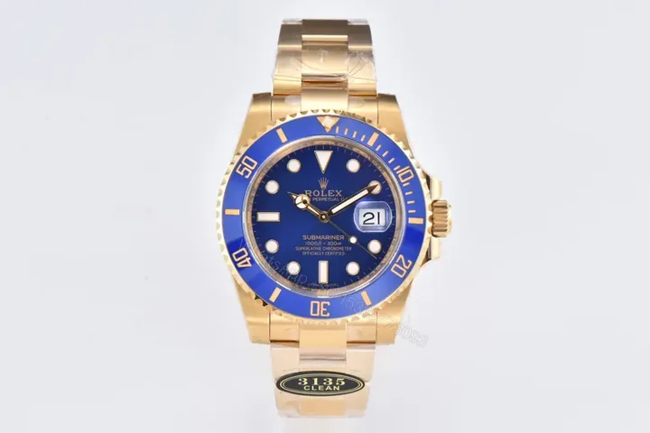 View 1 of MKS Factory Clean Factory CLEAN V5 Blue Bezel Gold Submariner Watch