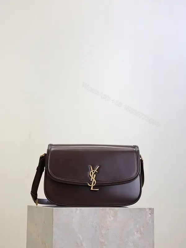 View 1 of Chic Leather Crossbody with Gold-Tone Hardware, Compact Carry