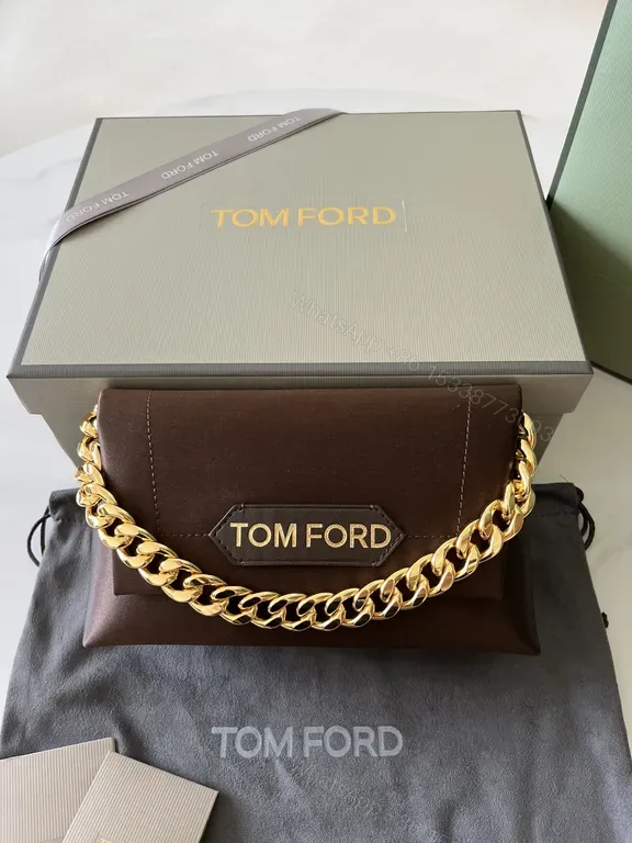View 1 of Brown Leather + Gold Chain Tom Ford Handbag - Luxe Everyday Style