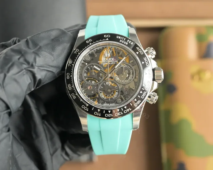 View 1 of Rolex Daytona Carbon Skeleton Black Dial Tiffany Strap Edition 40mm RG-DAYTONA-CARBON-SKELETON-TIFFANY