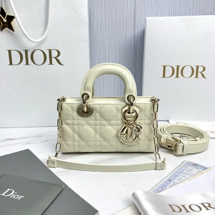 View 1 of Ivory Faux-Leather Mini Bag: Quilted, Gold-Accent Luxury