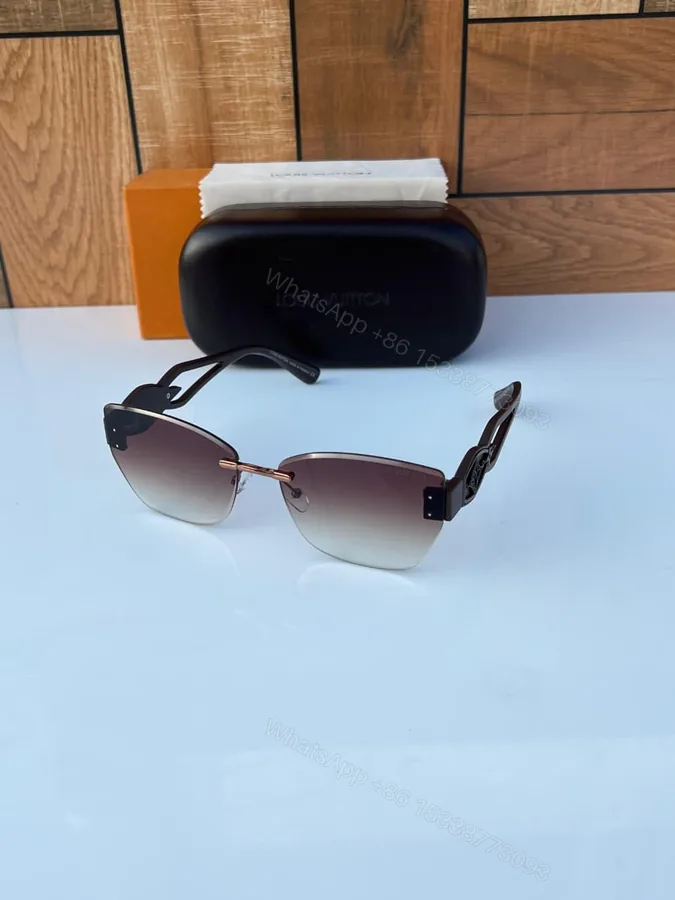 View 1 of Louis Vuitton Rimless Aviator Sunglasses Brown Gradient