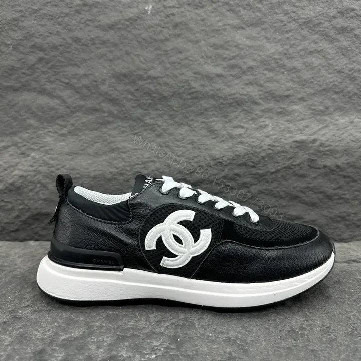 View 1 of Chanel-Inspired Trainer: Luxe Black Leather, Everyday Comfort