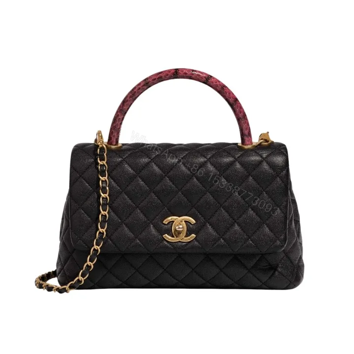 View 1 of Chanel Medium Coco Handle Bag Gold Hardware Black 23Cm