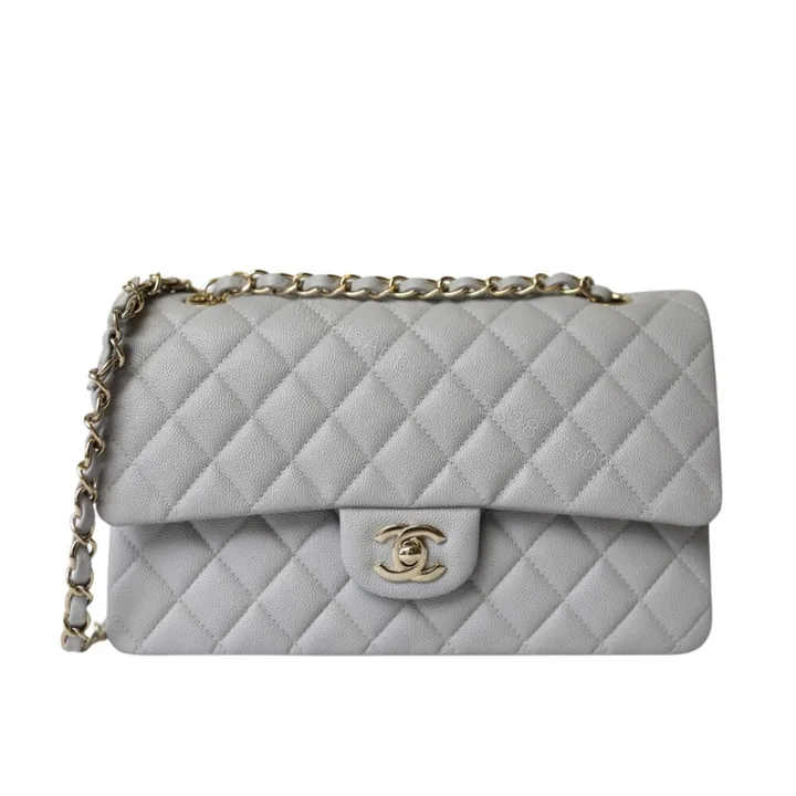 View 1 of Chanel Classic Handbag Grey With Gold Hardware 26cm A01112