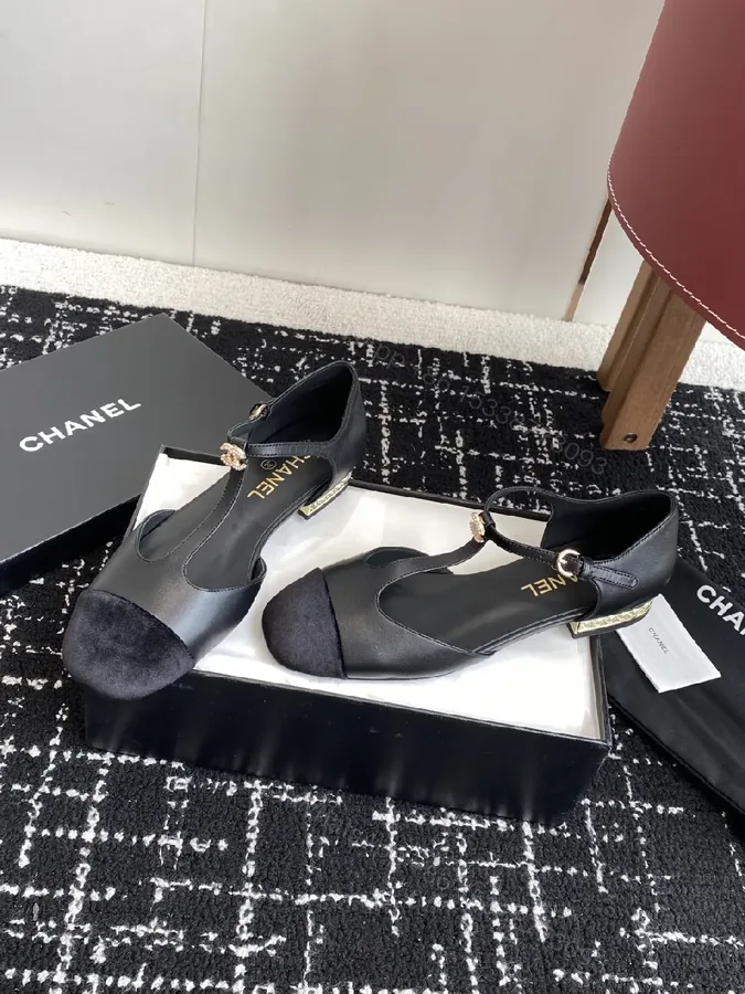 View 1 of Black Satin & Suede Slingback Heels with Gold Hardware