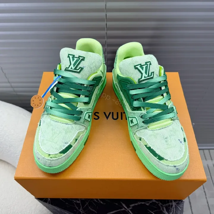 View 1 of Lime Premium LV-Inspired High-Top Sneakers with Comfort