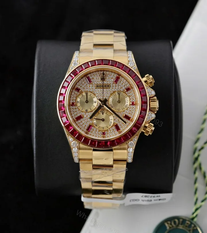 View 1 of Daytona 126598TRU 40mm Super Clone Custom Gold Wrapped, Ruby & Moissanite Diamonds