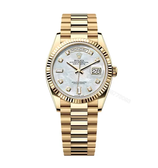 View 1 of Superclone Rolex Day-Date White Mother-of-Pearl Diamond Dial 128238-0011 36 mm