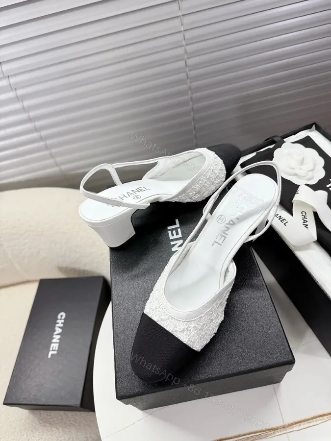 View 1 of Textured Chanel-Inspired Slingback Sandals: All-Day Comfort