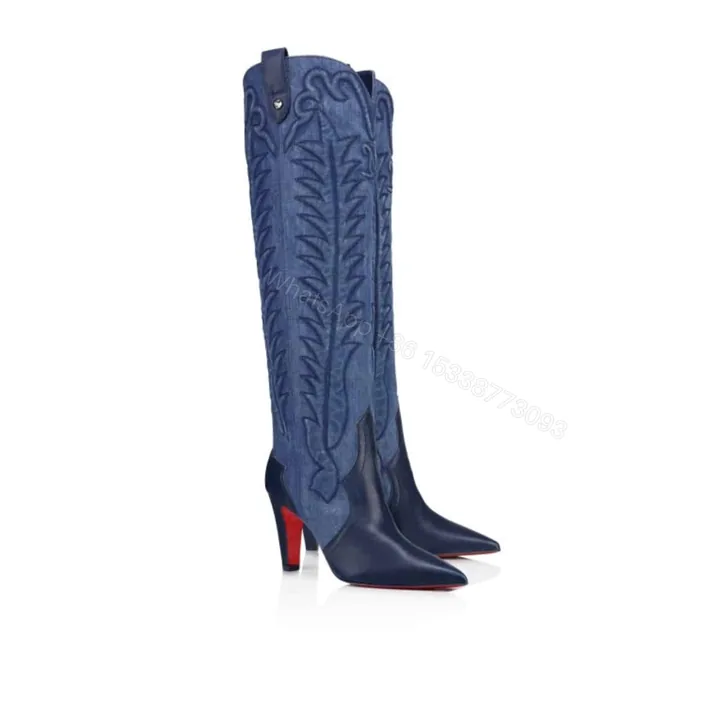 View 1 of CHRISTIAN LOUBOUTIN SANTIA BOTTA 85 BOOTS DENIM BLUE 32405166603