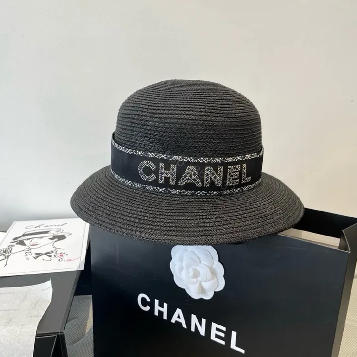View 1 of Charcoal Raffia Wide-Brim Hat with Luxe Band