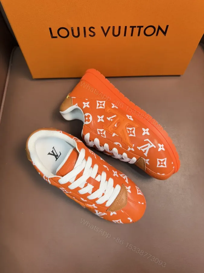 View 1 of Bright Orange Monogram High-Top Sneakers with Plush Padding