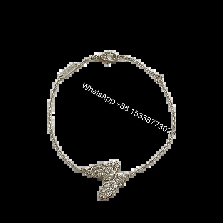 View 1 of Van Cleef Arpels Replica Two Butterfly Pendant Necklace in White Gold