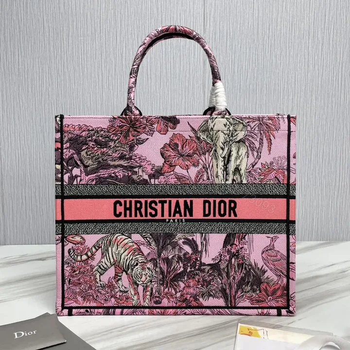 View 1 of Pink Tropical Dior Tote: Signature Branding, Everyday Luxury