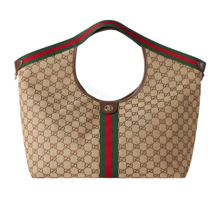 View 1 of Gucci Giglio Large Tote Bag GG Canvas Beige and Dark Brown 60Cm 853971 FAFFP 2547