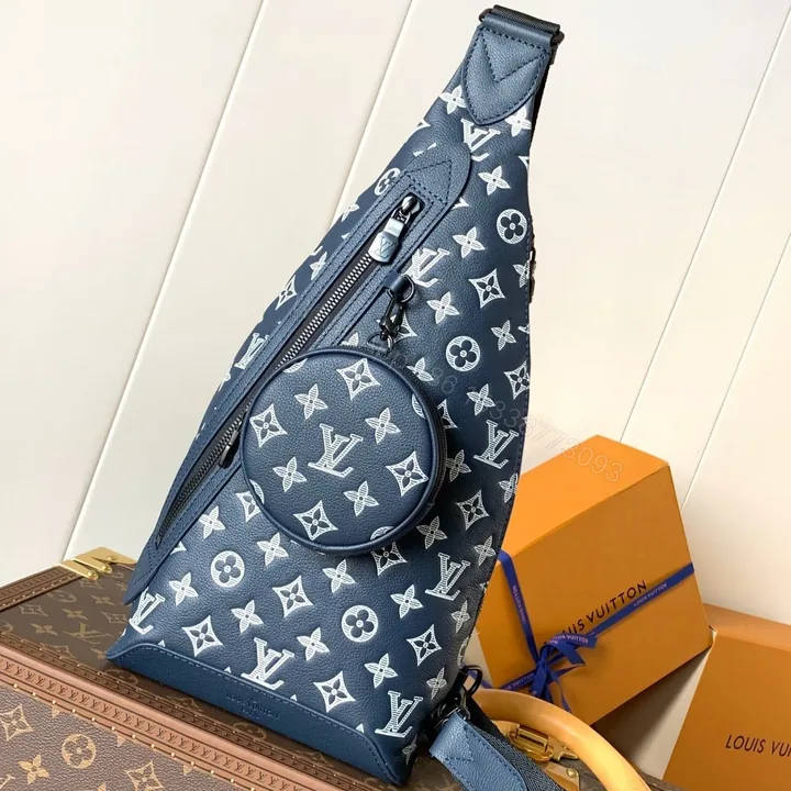 View 1 of LV DUO CROSSBAG BAG 42 IN BLUE AND WHITE MONOGRAM SHADOW COWHIDE