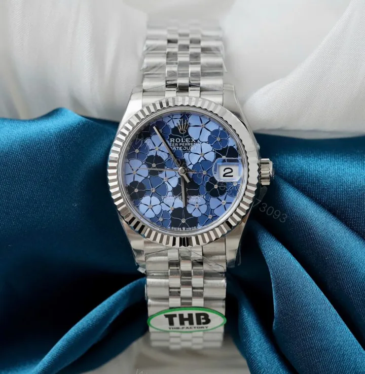 View 1 of Rolex Datejust 31mm Super Clone Women’s Blue Flower Dial