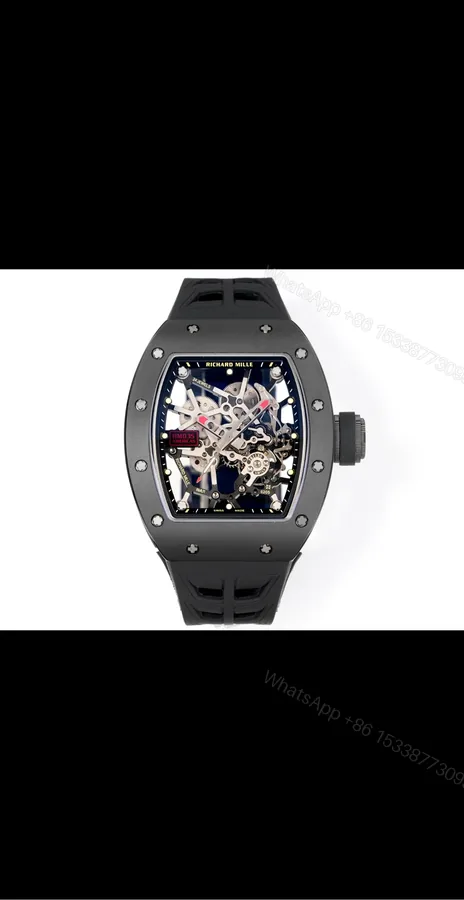 View 1 of Richard Mille RM035 Big Bull Manual Winding Skeleton Watch Black Ceramic NTPT Carbon Fiber RMUL1 Movement Velcro Strap Premium Edition RM035-BB-BLK-CF-VEL
