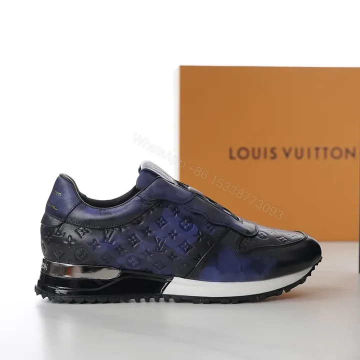 View 1 of Polished Monogram Sneaker: Blue Gradient Calf Leather, LV Style