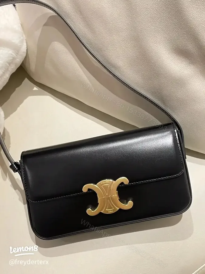 View 1 of Celine Triomphe Black Smooth Leather 20cm
