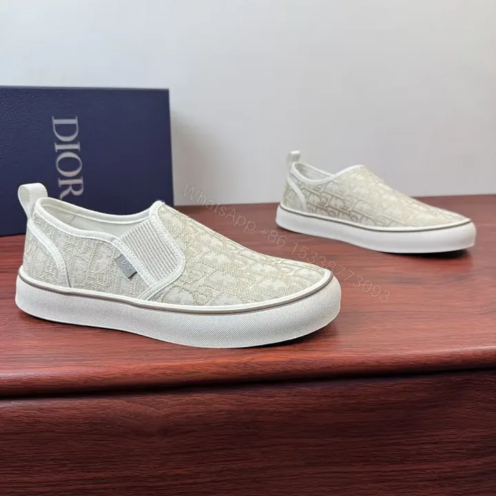 View 1 of Beige Leather Slip-On Fashion Sneakers