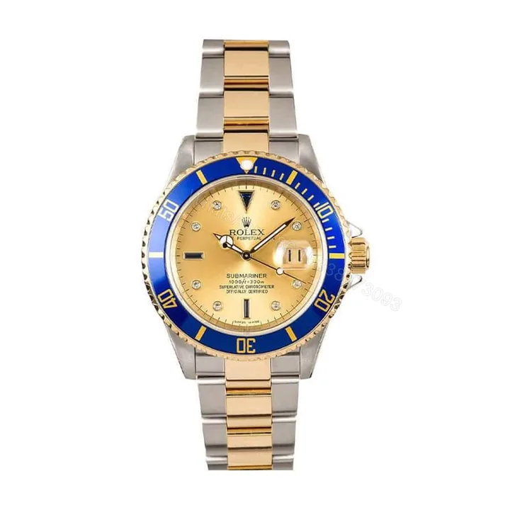 View 1 of Rolex Submariner 16613 Super Clone : Two-Tone Serti Diamond Dial 40mm
