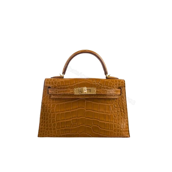 View 1 of Hermès Mini Kelly 20 Alligatore Gold Hardware Brown 20cm