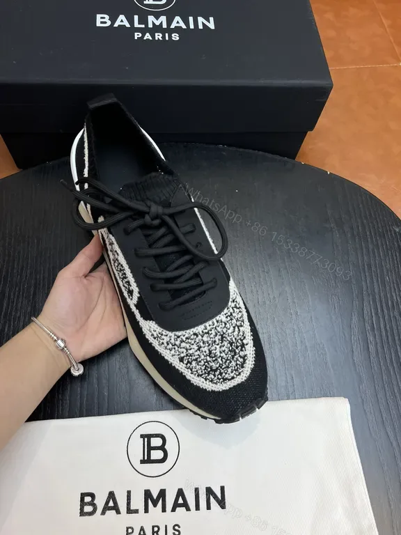 View 1 of Sleek Knit Runner: Balmain-Inspired Luxury High Tops
