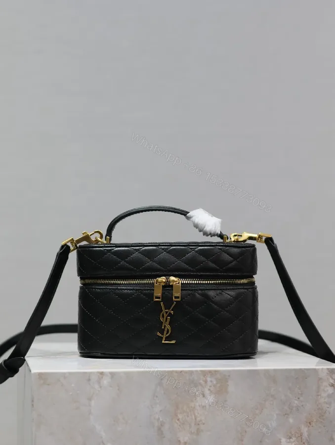View 1 of Quilted Calfskin Mini Crossbody with Gold Hardware Luxury